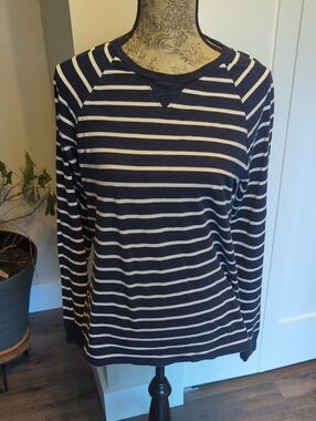 J. Crew Navy and White Striped Tee